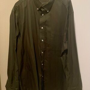 Men's Classic Roundtree & Yorke Travel Smart Dark Green Button Down Shirt XL